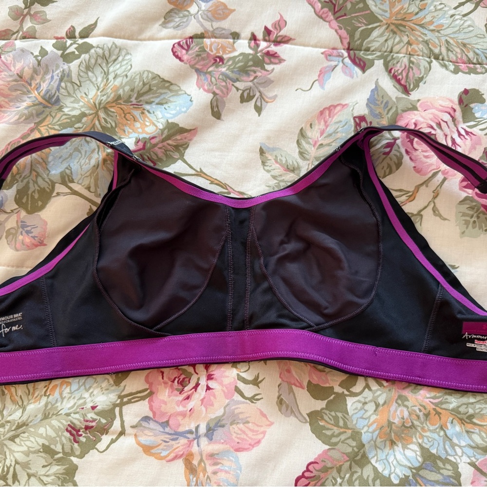 Under Armour Gray and Purple Sports Bra with Supportive Straps - Picture 7 of 10